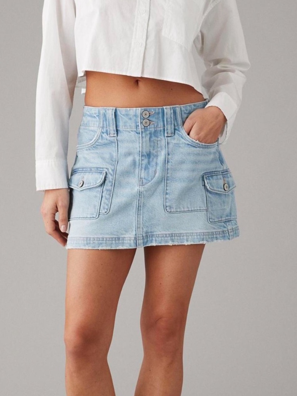 American Eagle Outfitters Light Blue Denim Mini Skirt